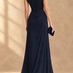 Cynthia | Cowl Neck Draped Mesh Maxi Dress