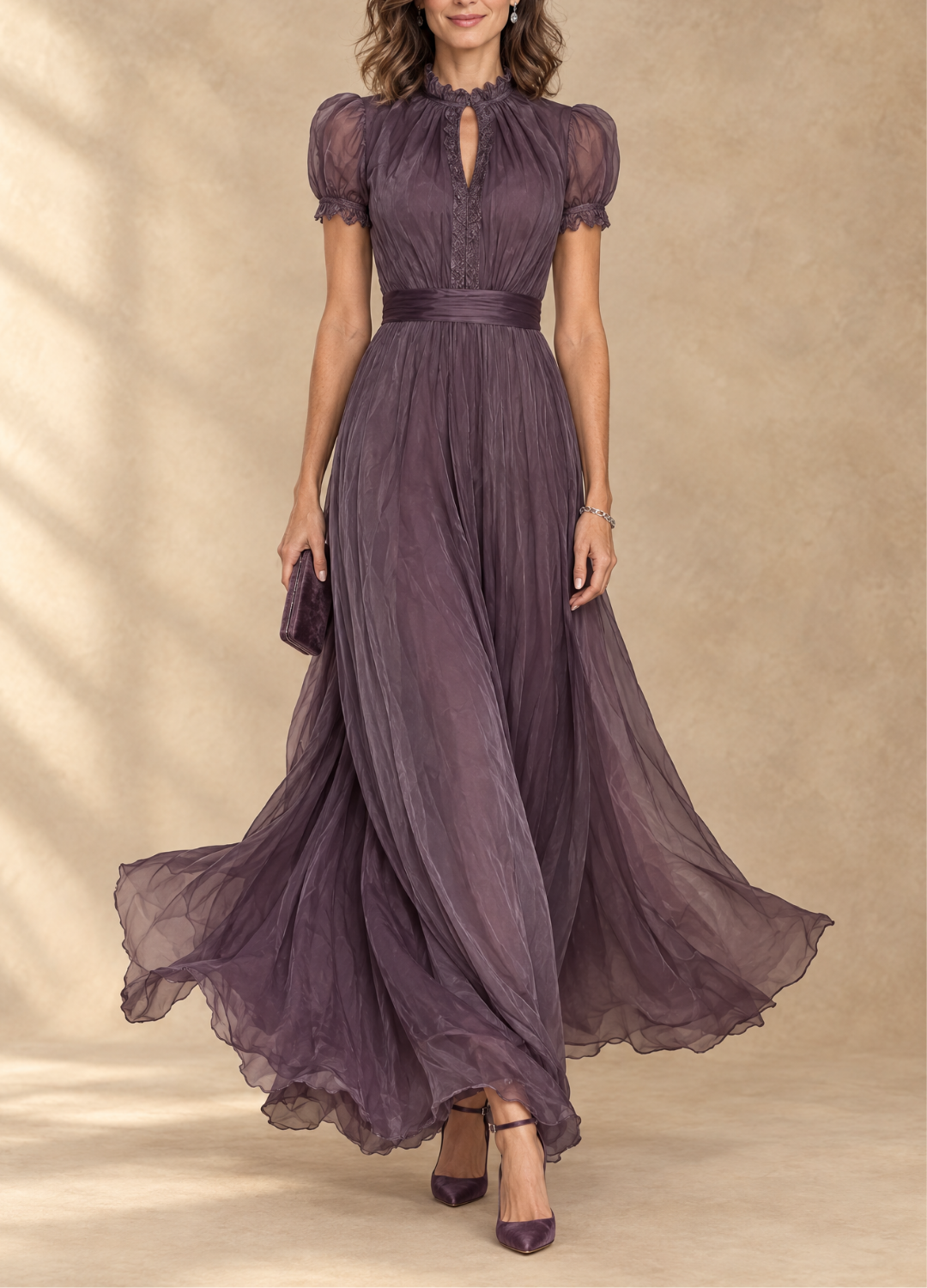 Elia | Gathered Waist Keyhole Maxi Dress