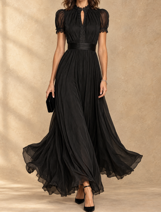 Elia | Gathered Waist Keyhole Maxi Dress