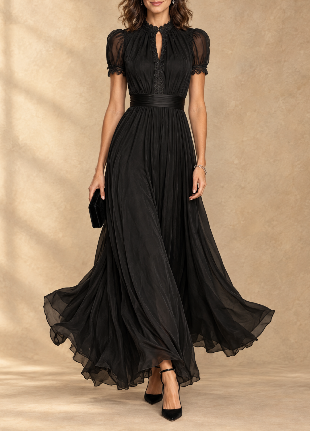 Elia | Gathered Waist Keyhole Maxi Dress