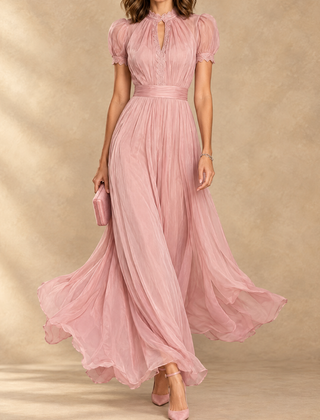 Elia | Gathered Waist Keyhole Maxi Dress
