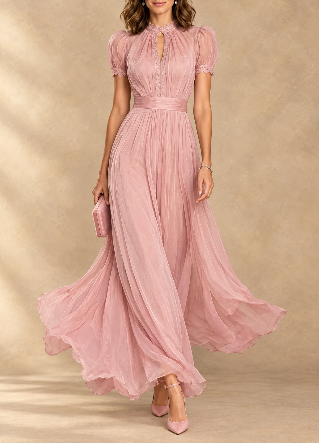 Elia | Gathered Waist Keyhole Maxi Dress