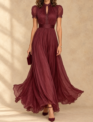 Elia | Gathered Waist Keyhole Maxi Dress