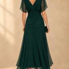 Emma | Draped V-Neck Evening Maxi Dress
