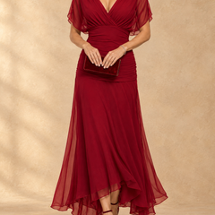 Emma | Draped V-Neck Evening Maxi Dress