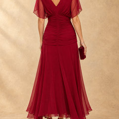 Emma | Draped V-Neck Evening Maxi Dress