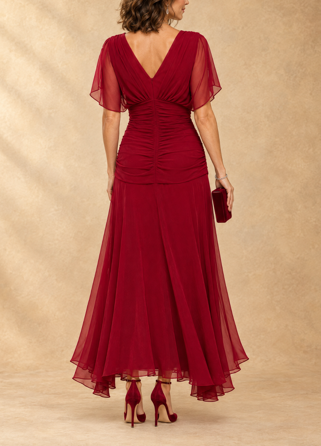 Emma | Draped V-Neck Evening Maxi Dress