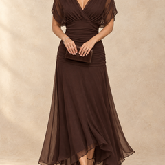 Emma | Draped V-Neck Evening Maxi Dress