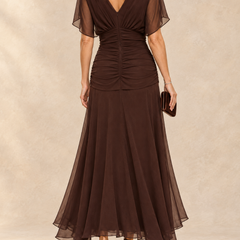 Emma | Draped V-Neck Evening Maxi Dress