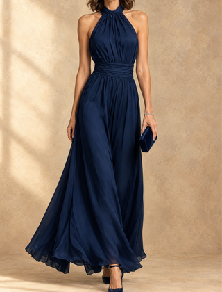 Paula | Halter Neck Chiffon Maxi Dress