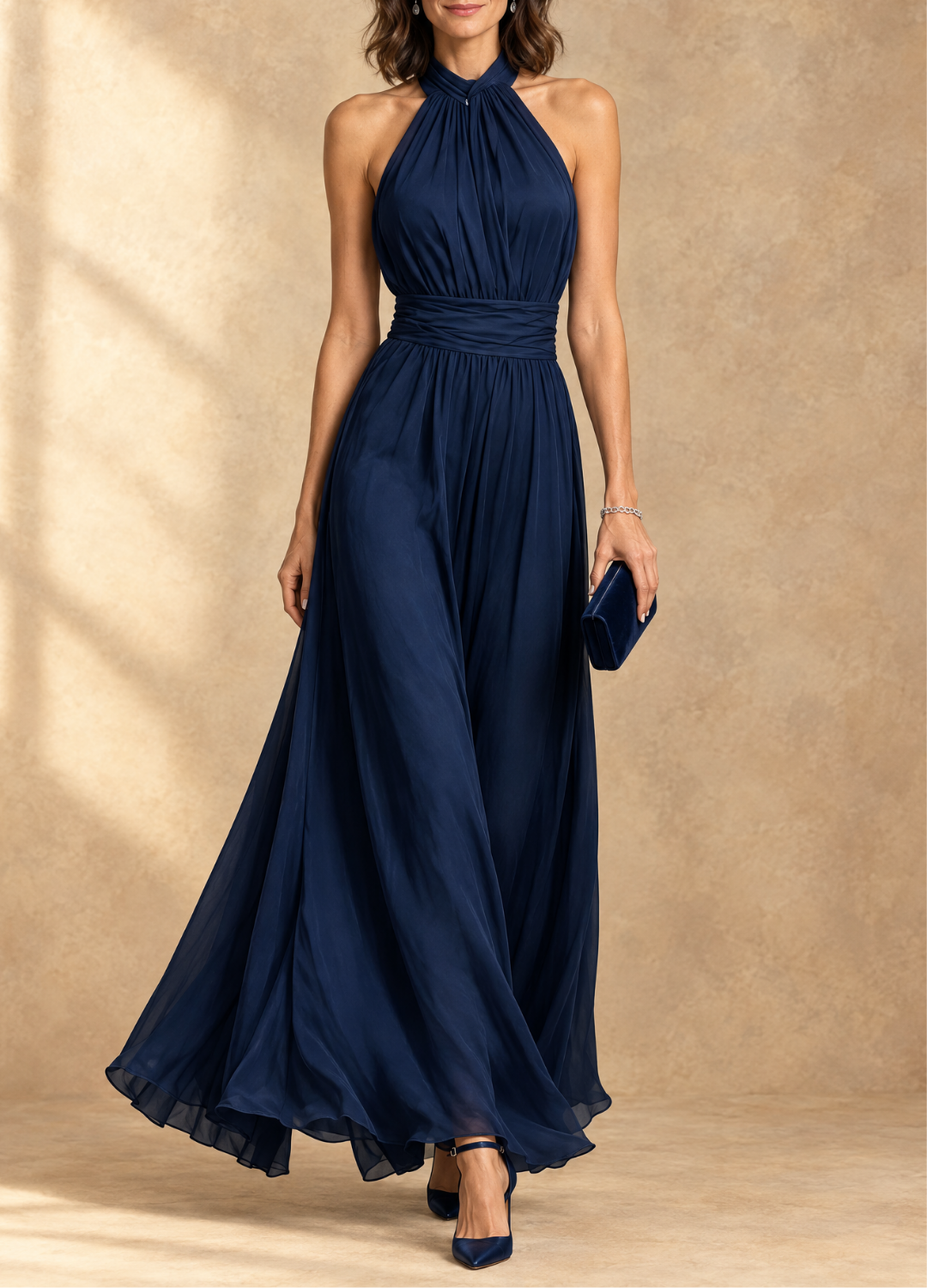Paula | Halter Neck Chiffon Maxi Dress
