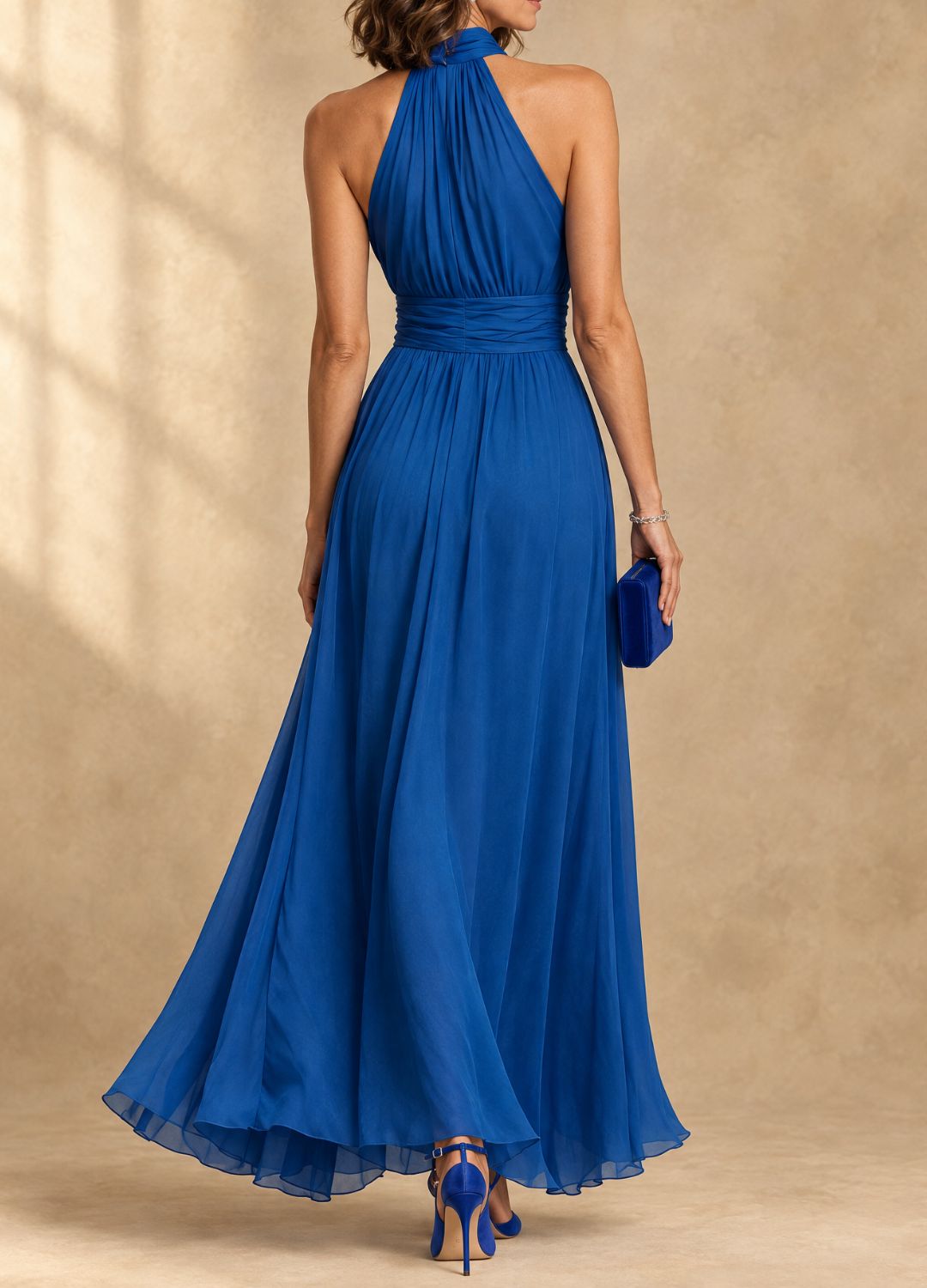 Paula | Halter Neck Chiffon Maxi Dress