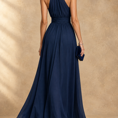 Paula | Halter Neck Chiffon Maxi Dress