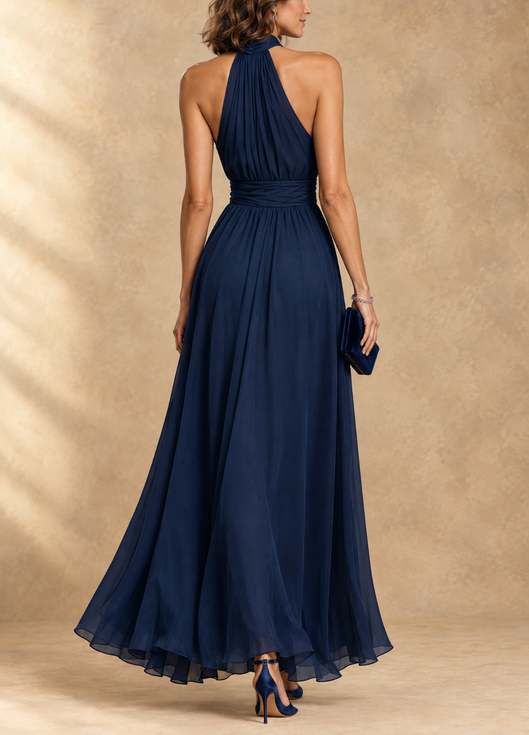 Paula | Halter Neck Chiffon Maxi Dress