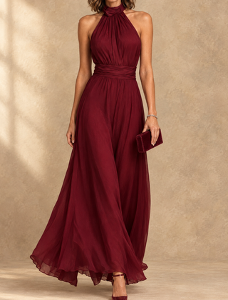 Paula | Halter Neck Chiffon Maxi Dress