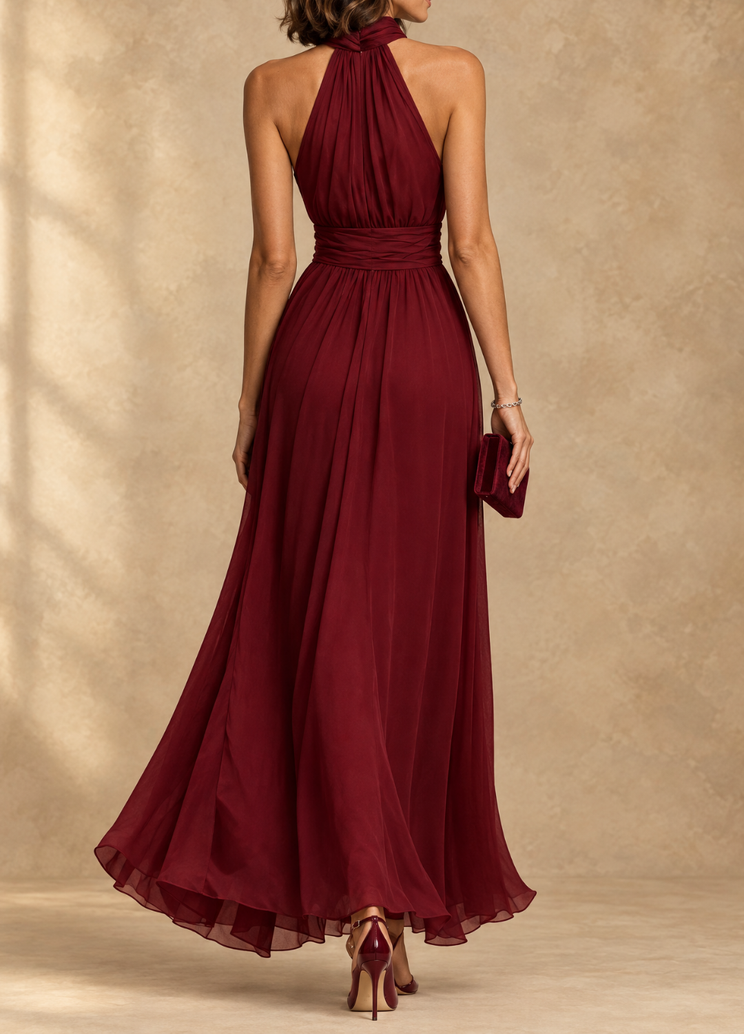Paula | Halter Neck Chiffon Maxi Dress