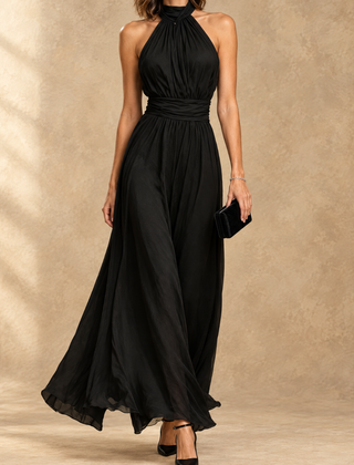 Paula | Halter Neck Chiffon Maxi Dress
