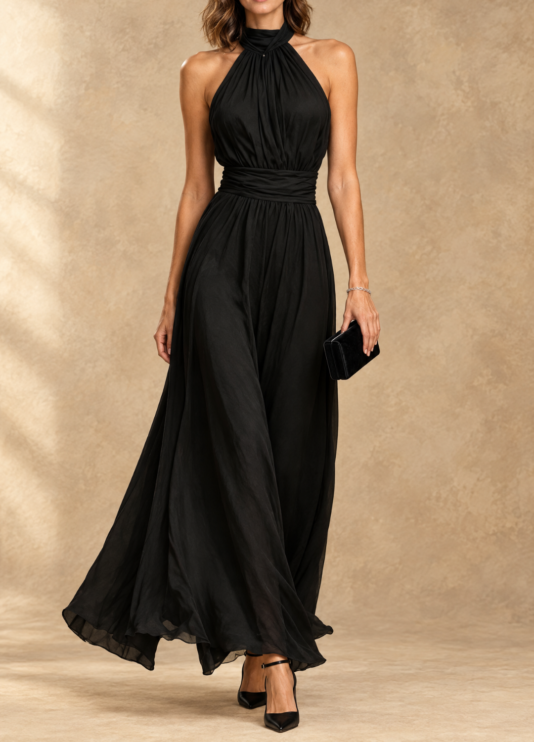 Paula | Halter Neck Chiffon Maxi Dress