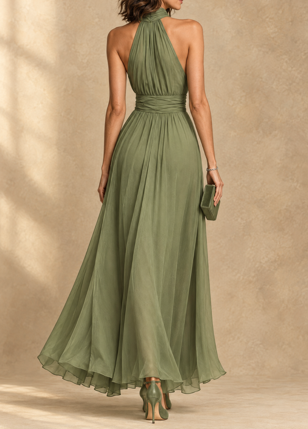 Paula | Halter Neck Chiffon Maxi Dress