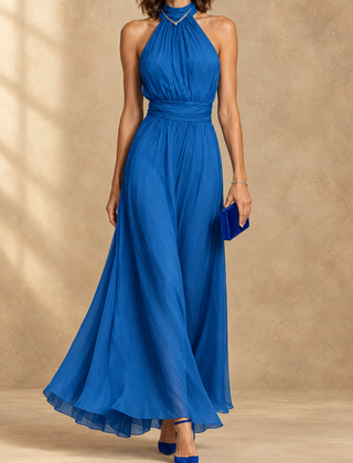 Paula | Halter Neck Chiffon Maxi Dress